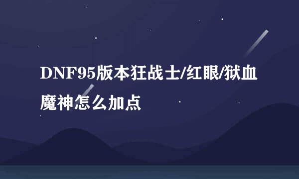 DNF95版本狂战士/红眼/狱血魔神怎么加点