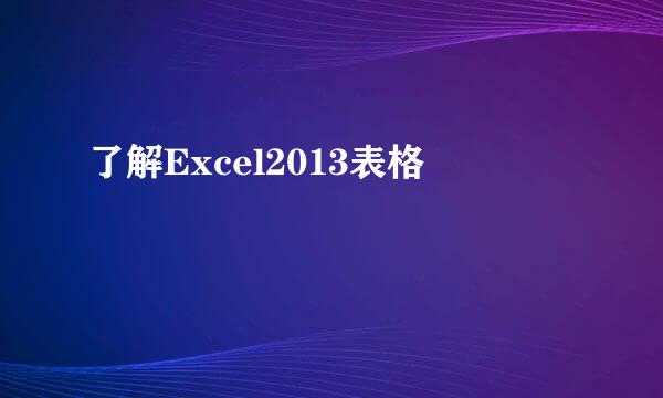 了解Excel2013表格