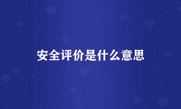 安全评价是什么意思