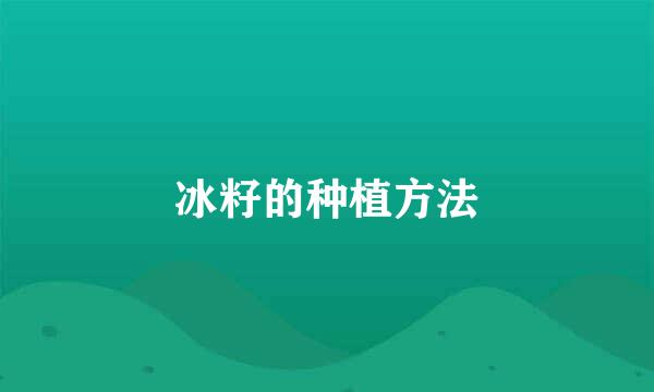 冰籽的种植方法