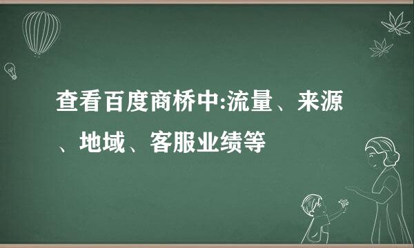 查看百度商桥中:流量、来源、地域、客服业绩等