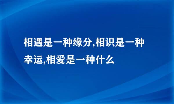 相遇是一种缘分,相识是一种幸运,相爱是一种什么