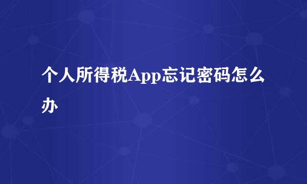 个人所得税App忘记密码怎么办