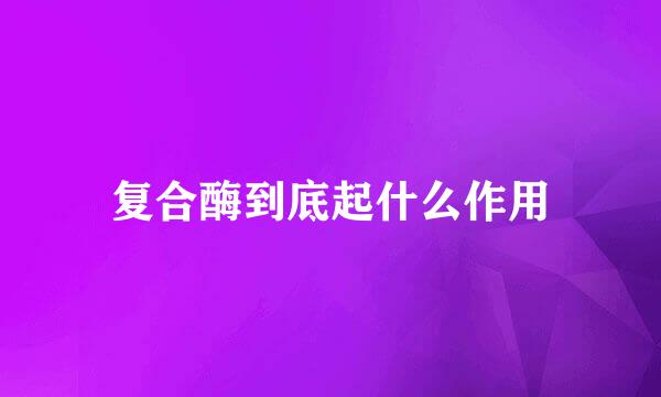 复合酶到底起什么作用