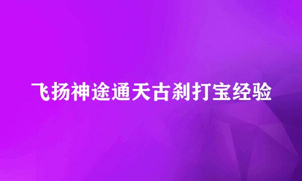 飞扬神途通天古刹打宝经验