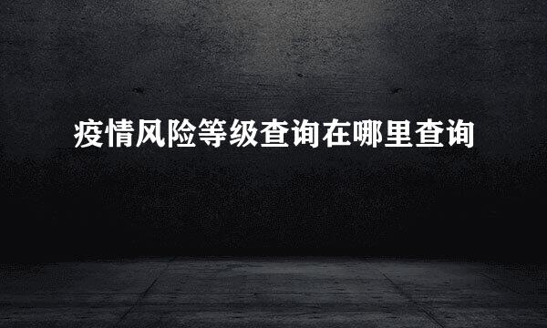 疫情风险等级查询在哪里查询