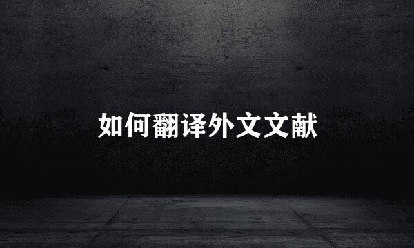 如何翻译外文文献
