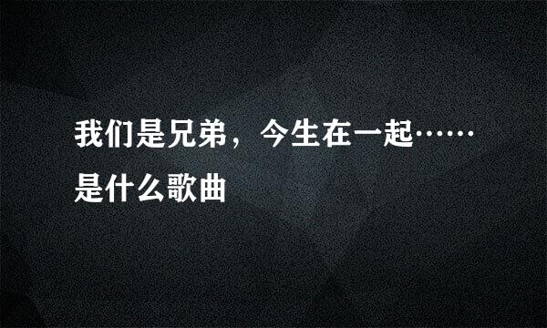 我们是兄弟，今生在一起……是什么歌曲