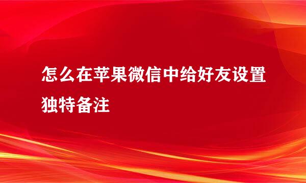 怎么在苹果微信中给好友设置独特备注