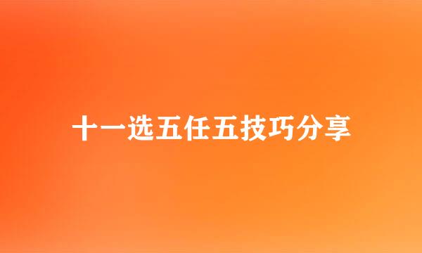 十一选五任五技巧分享