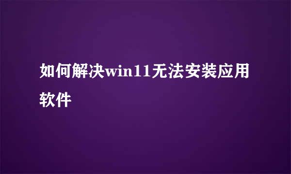 如何解决win11无法安装应用软件