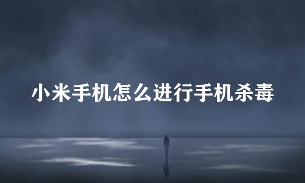 小米手机怎么进行手机杀毒