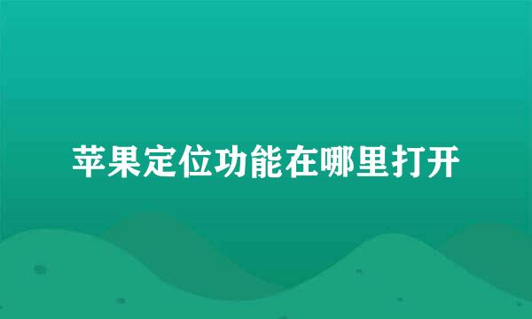 苹果定位功能在哪里打开