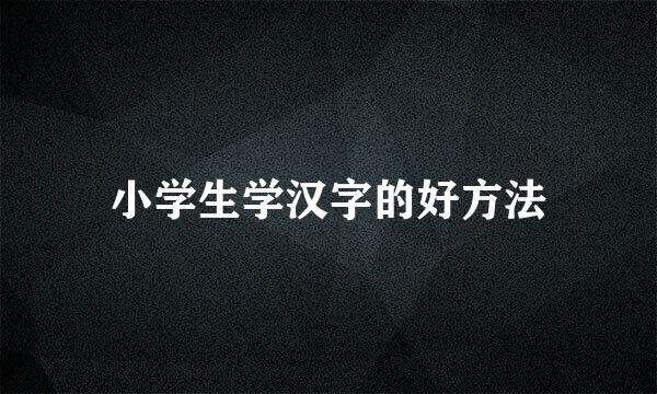 小学生学汉字的好方法