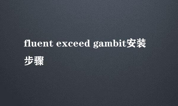 fluent exceed gambit安装步骤