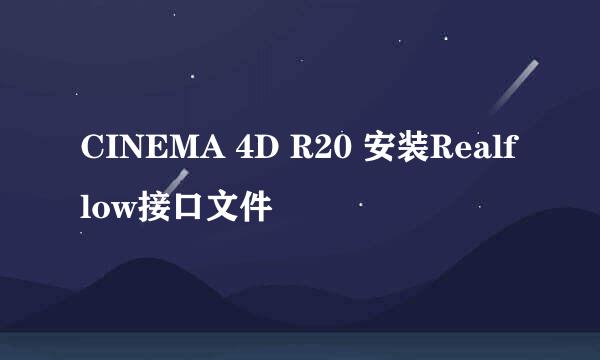 CINEMA 4D R20 安装Realflow接口文件