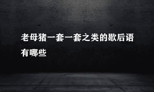 老母猪一套一套之类的歇后语有哪些