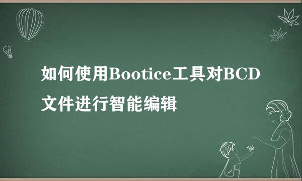 如何使用Bootice工具对BCD文件进行智能编辑