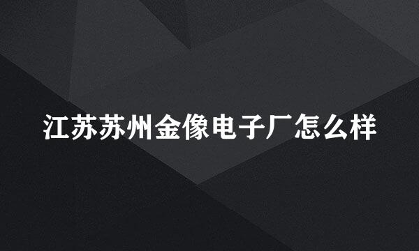 江苏苏州金像电子厂怎么样