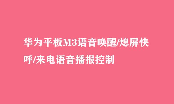 华为平板M3语音唤醒/熄屏快呼/来电语音播报控制