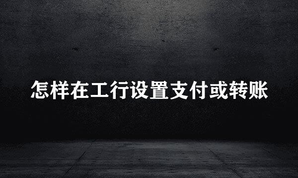 怎样在工行设置支付或转账