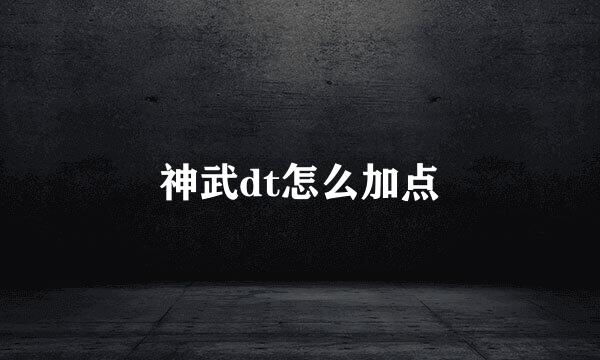 神武dt怎么加点