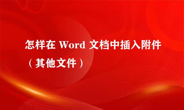 怎样在 Word 文档中插入附件（其他文件）