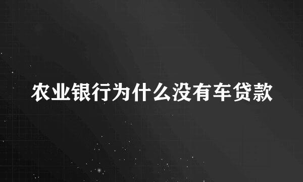 农业银行为什么没有车贷款