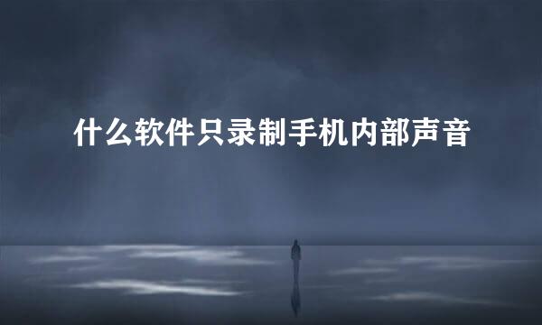 什么软件只录制手机内部声音