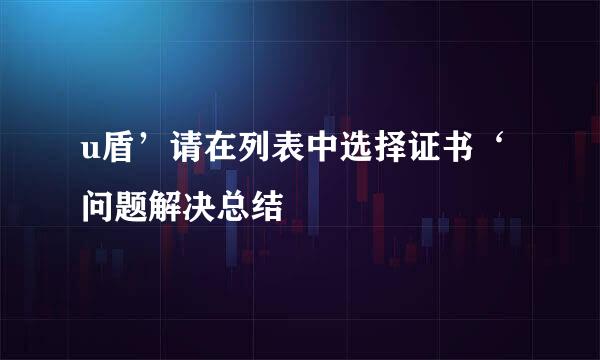 u盾’请在列表中选择证书‘问题解决总结