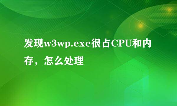 发现w3wp.exe很占CPU和内存，怎么处理