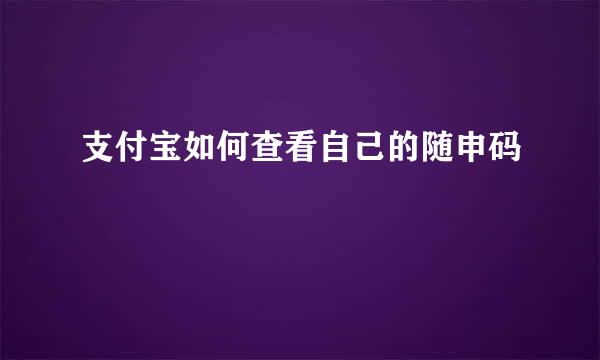 支付宝如何查看自己的随申码