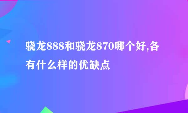骁龙888和骁龙870哪个好,各有什么样的优缺点