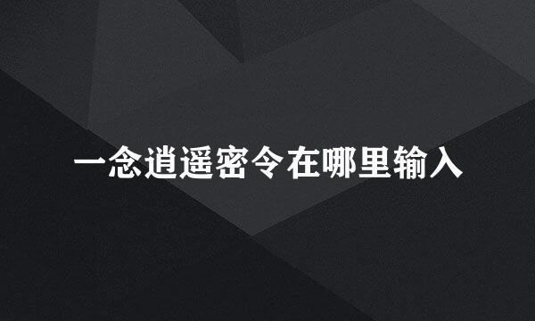 一念逍遥密令在哪里输入