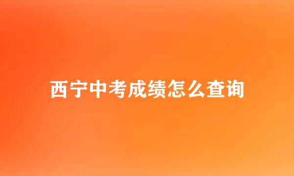 西宁中考成绩怎么查询