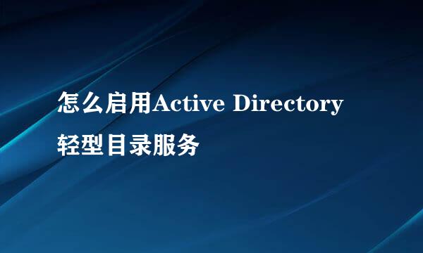 怎么启用Active Directory 轻型目录服务