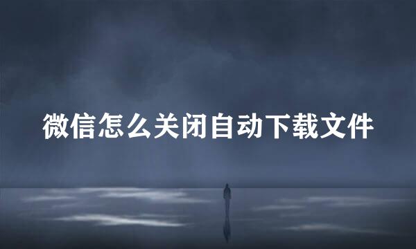 微信怎么关闭自动下载文件