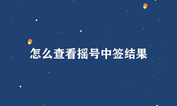 怎么查看摇号中签结果
