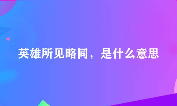 英雄所见略同，是什么意思