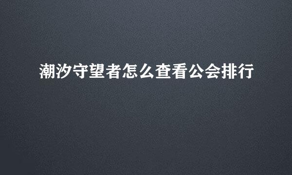 潮汐守望者怎么查看公会排行