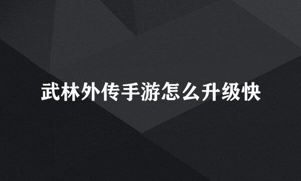 武林外传手游怎么升级快
