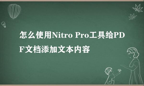 怎么使用Nitro Pro工具给PDF文档添加文本内容