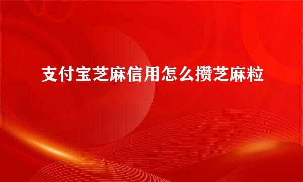 支付宝芝麻信用怎么攒芝麻粒
