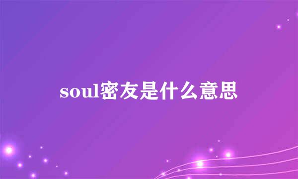 soul密友是什么意思