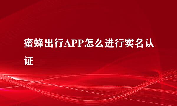 蜜蜂出行APP怎么进行实名认证