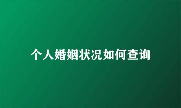 个人婚姻状况如何查询