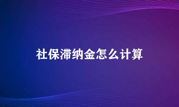 社保滞纳金怎么计算