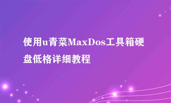 使用u青菜MaxDos工具箱硬盘低格详细教程