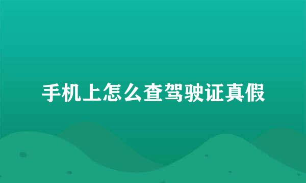 手机上怎么查驾驶证真假