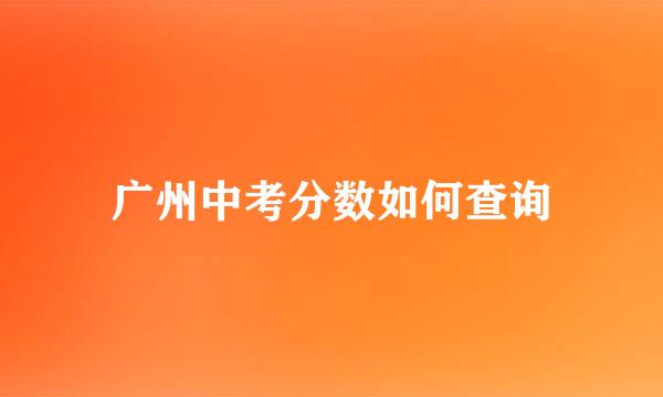 广州中考分数如何查询